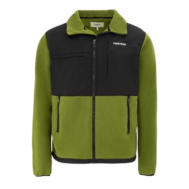 Firetrap Mens Colour Block Fleece Jacket (Calla Green)