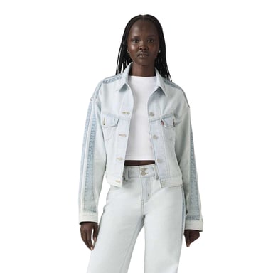 Levis Womens/Ladies Striped Cotton Denim Trucker Jacket (Blue)