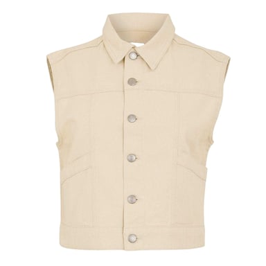 Threadbare Womens/Ladies Lucky Sleeveless Denim Jacket (Ecru)