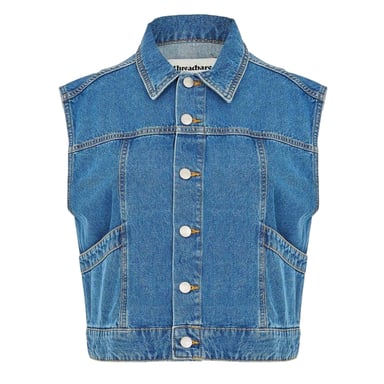 Threadbare Womens/Ladies Lucky Sleeveless Denim Jacket (Mid Wash)