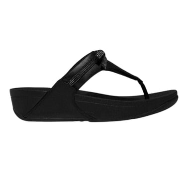 FitFlop Womens/Ladies Lulu Glitter Bow Leather Toe Post Wedge Sandals (Black)