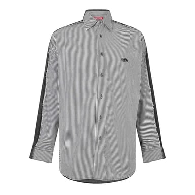 Diesel Mens Striped Cotton Relaxed Fit Shirt (Black)