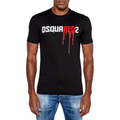 DSquared2 Mens Bloody Red Logo T-Shirt (Black)