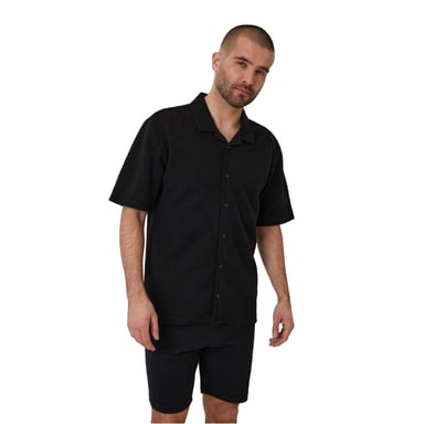 Threadbare Mens Embley Solid Relaxed Fit Shirt (Black)