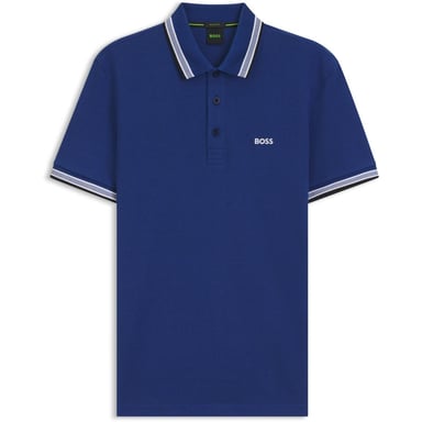 Boss Mens Paddy Contrast Tipped Polo Shirt (Medium Blue)