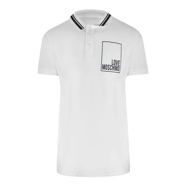 Love Moschino Mens Box Logo Cotton Polo Shirt (White)