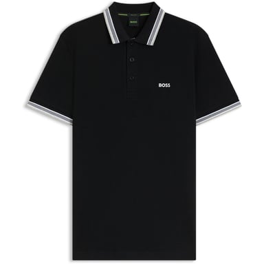 Boss Mens Paddy Contrast Tipped Polo Shirt (Black/Grey)