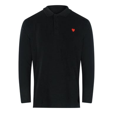 Love Moschino Mens Heart Cotton Long-Sleeved Polo Shirt (Black)