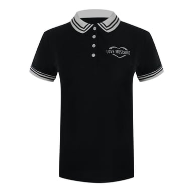 Love Moschino Mens Heart Cotton Logo Polo Shirt (Black)