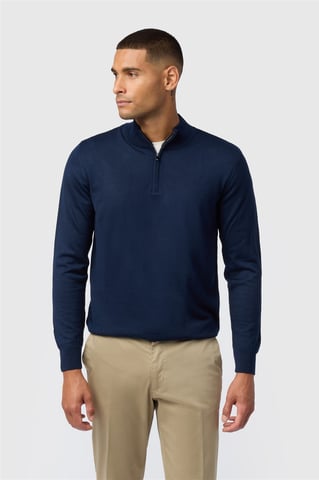 Zip Up Zip Neck Jumper in Navy