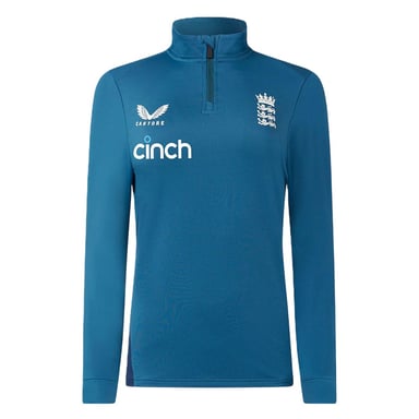Castore Womens/Ladies England Cricket Quarter Zip Relaxed Fit Training Fleece Top (Peacoat)