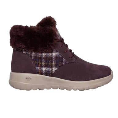 Skechers Womens/Ladies Go Joy Tartan Suede Trainers (Burgundy)