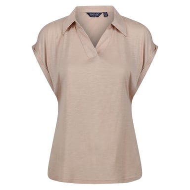 Regatta Womens/Ladies Plain V Neck Short-Sleeved Polo Shirt (Sesame)