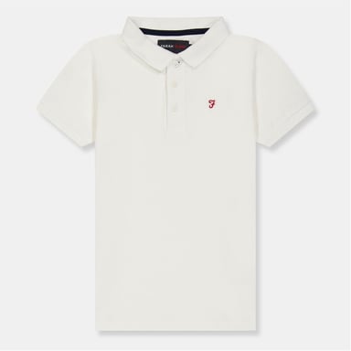Farah Boys Bugsworth Embroidered Short-Sleeved Polo Shirt (White/Red)