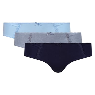 Lee Womens/Ladies Lace Detail Briefs (Pack of 3) (Blue/Grey/Black)