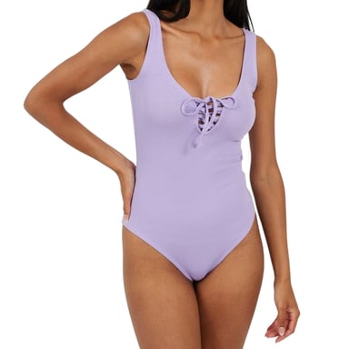 Brave Soul Womens/Ladies Lace Up Bodysuit (Violet)