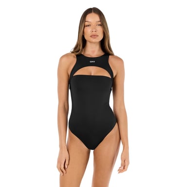 Off White Womens/Ladies Rower Cut Out One Piece Swimsuit (Black/White)
