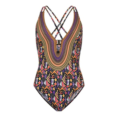 Zoggs Womens/Ladies Culture Jam Cross Back One Piece Swimsuit (Multicoloured Print)