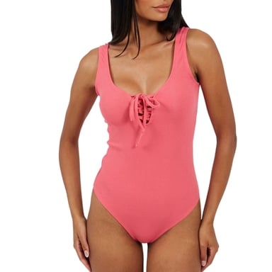 Brave Soul Womens/Ladies Lace Up Bodysuit (Pink)