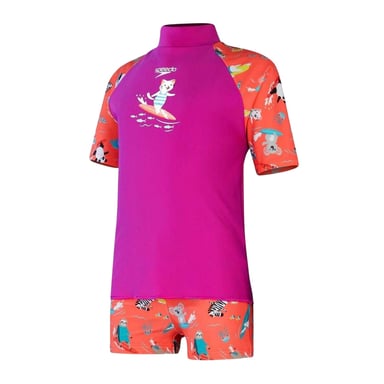 Speedo Childrens/Kids Cat Endurance 10 Rash Guard Set (Purple/Pink)