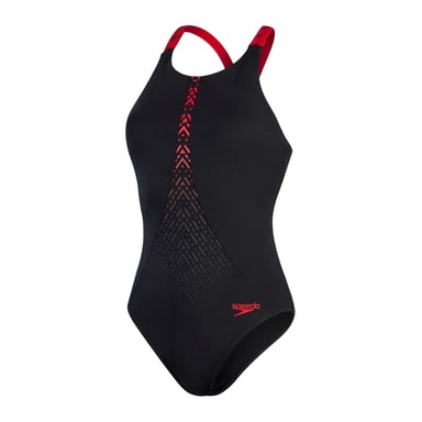 Speedo Womens/Ladies Aztec One Piece Swimsuit (Black/Red)
