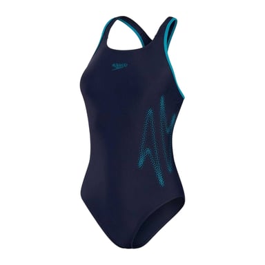 Speedo Womens/Ladies Logo Racerback One Piece Swimsuit (Black/Green)