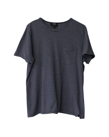 A.P.C. Randig kortärmad t-shirt med rund hals i marinblå bomull