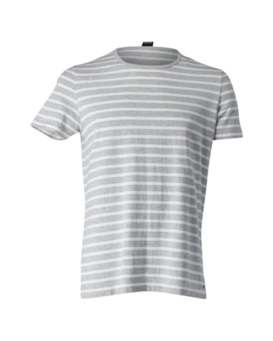 Hugo Boss Tessler Slim-Fit Randig T-shirt i Vit och Ljusblå Bomullsjersey