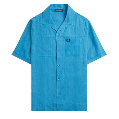 Fred Perry Mens Runaway Linen Shirt (Ocean Blue)