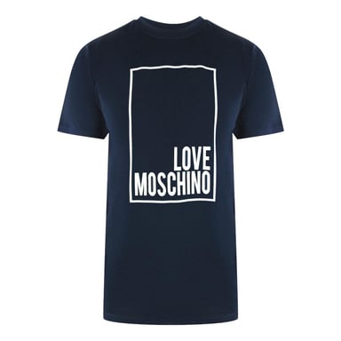 Love Moschino Mens Box Logo T-Shirt (Navy Blue)
