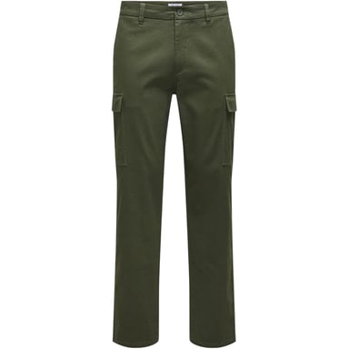 Only Mens Plain Straight Cargo Trousers (Olive Night)