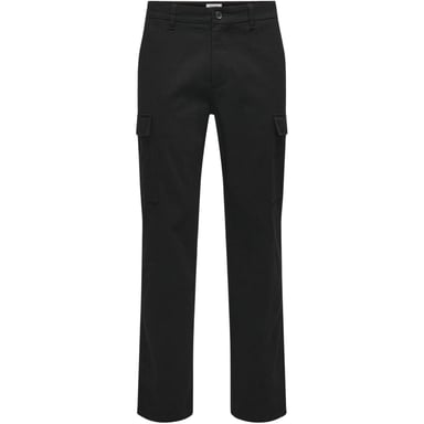 Only Mens Plain Straight Cargo Trousers (Black)