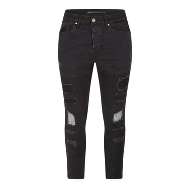 Brave Soul Mens Washed Biker Skinny Jeans (Charcoal)