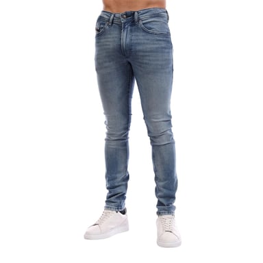 Diesel Mens Washed Denim 5 Pockets Straight Leg Jeans (Blue Denim)
