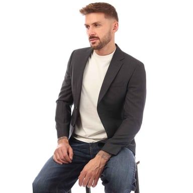 Boss Mens Pinstripe Virgin Wool Blazer (Grey)