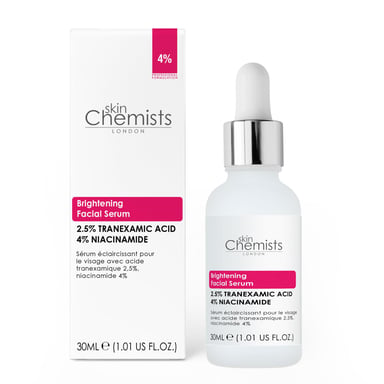 skinChemists Brightening Tranexamic Acid 2.5%, Niacinamide 4% Facial Serum 30ml for Large Pores, Uneven Skin Tone, Brightening