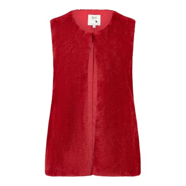 Yumi Womens/Ladies Collarless Faux Fur Sleeveless Gilet (Red)