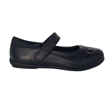 Pretty Green Girls Loreto Leather Cushioned Flat School Shoes (Black)