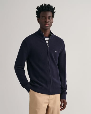 GANT Mens Cotton Pique Full Zip Jumper