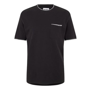 Threadbare Mens Perth Knitted T-Shirt (Black/Ecru)