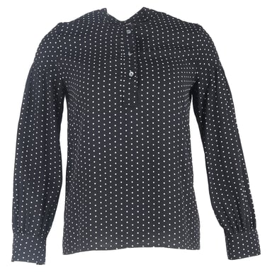 A.P.C. Polka Dot Long Sleeve Blouse in Black Silk