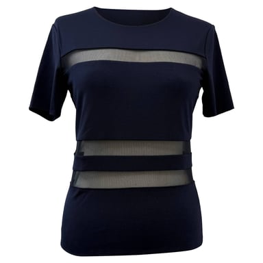 T Alexander Wang Mesh Accent T-Shirt in Navy Blue Rayon