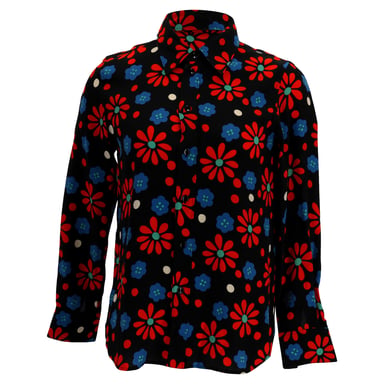 Saint Laurent Floral Printed Crepe Shirt in Black Viscose