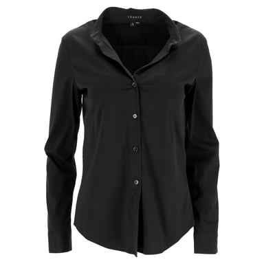 Theory Button-Down Long Sleeve Shirt in Black Cotton