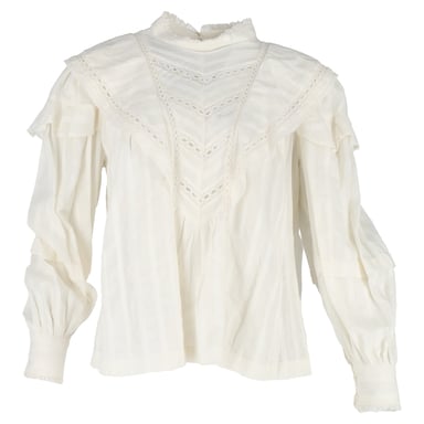 Isabel Marant Reign Long Sleeve Blouse in White Cotton
