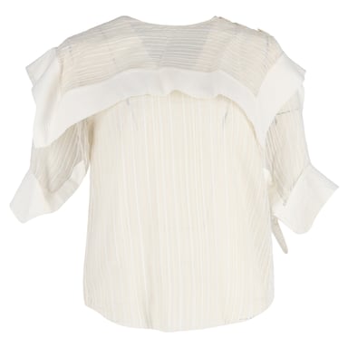 Chloé Overlay Striped Blouse in White Silk