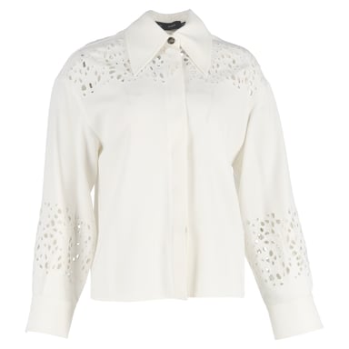 Proenza Schouler Broderie Anglaise Crepe Shirt in White Triacetate