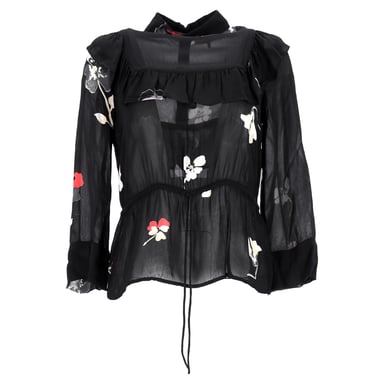 Ganni Lorita Printed Blouse in Black Viscose