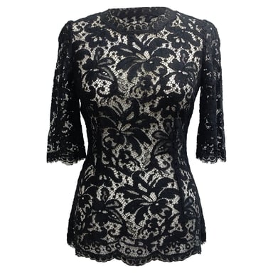 Dolce & Gabbana spetsblus i svart bomull