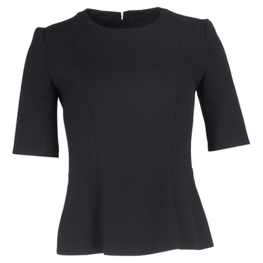 Boss by Hugo Boss Short Sleeve Peplum Top in Black Wool